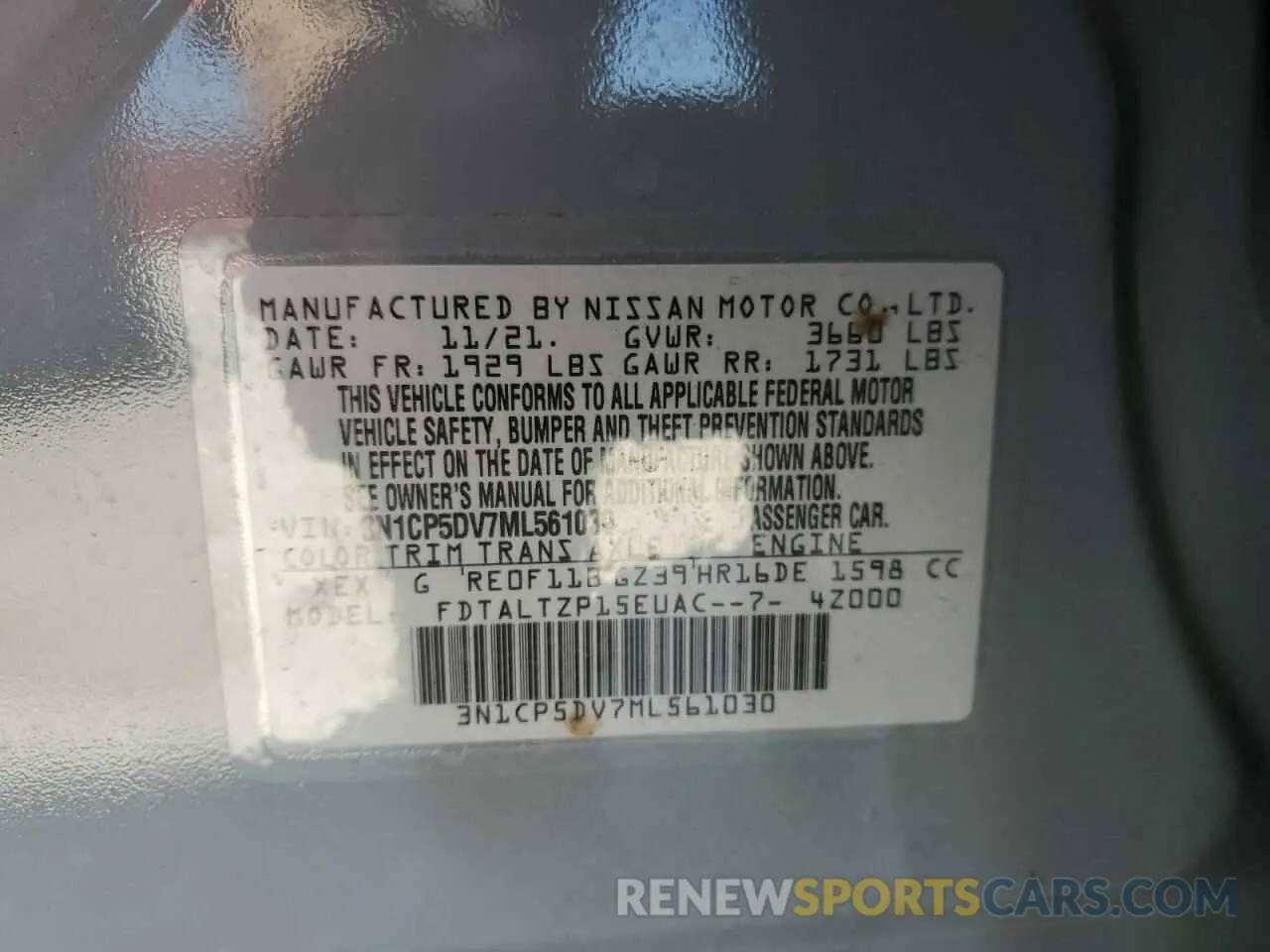 12 Photograph of a damaged car 3N1CP5DV7ML561030 NISSAN KICKS 2021