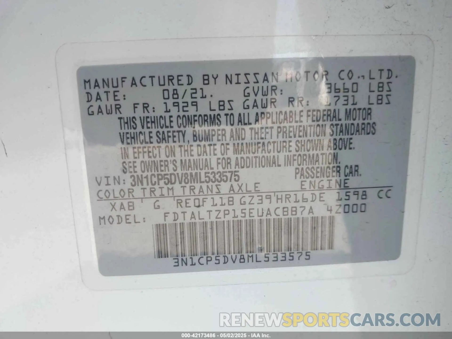 9 Photograph of a damaged car 3N1CP5DV8ML533575 NISSAN KICKS 2021