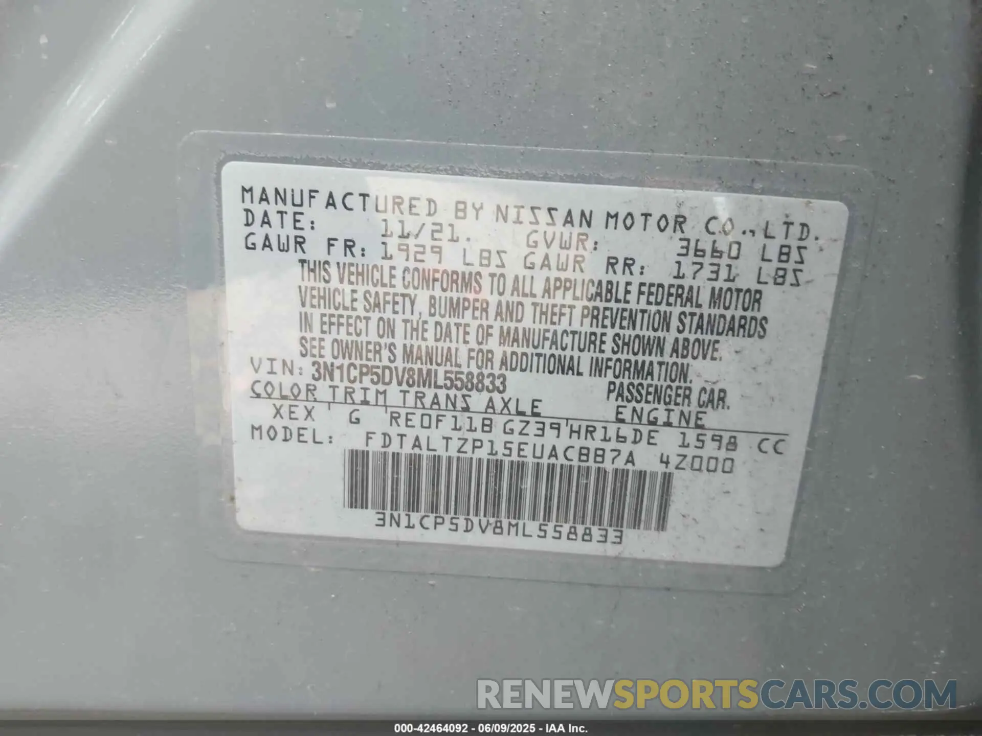 9 Photograph of a damaged car 3N1CP5DV8ML558833 NISSAN KICKS 2021