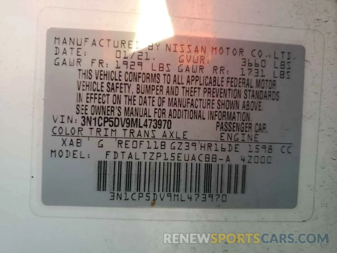 13 Photograph of a damaged car 3N1CP5DV9ML473970 NISSAN KICKS 2021