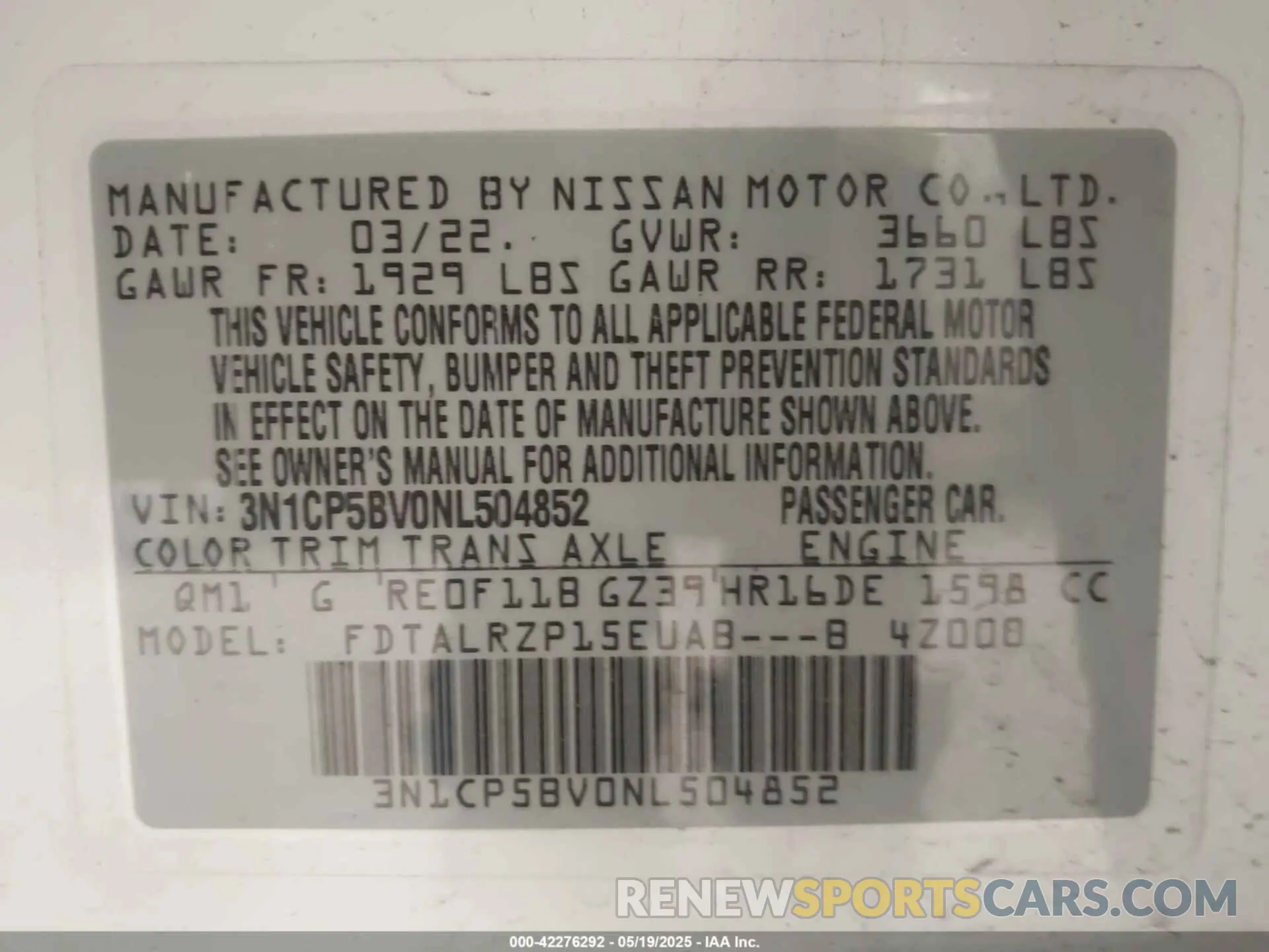 9 Photograph of a damaged car 3N1CP5BV0NL504852 NISSAN KICKS 2022