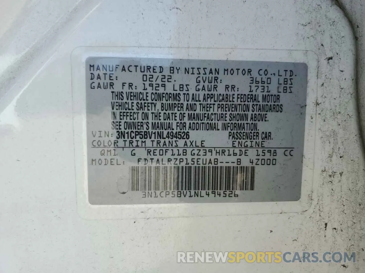 14 Photograph of a damaged car 3N1CP5BV1NL494526 NISSAN KICKS 2022