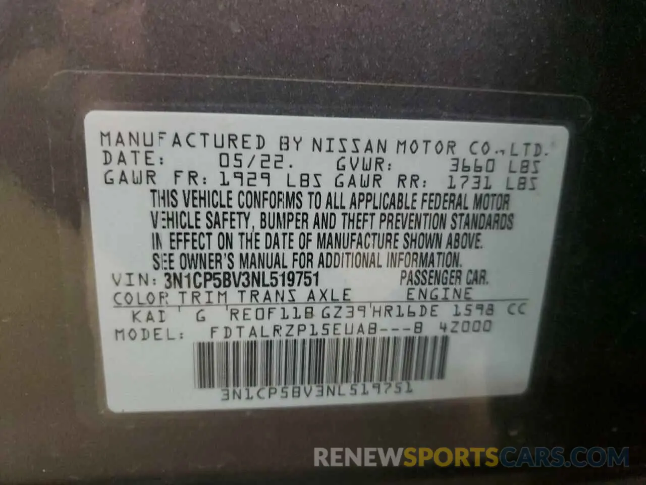 12 Photograph of a damaged car 3N1CP5BV3NL519751 NISSAN KICKS 2022