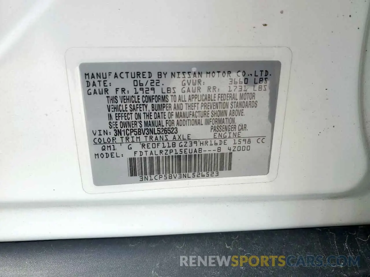 13 Photograph of a damaged car 3N1CP5BV3NL526523 NISSAN KICKS 2022