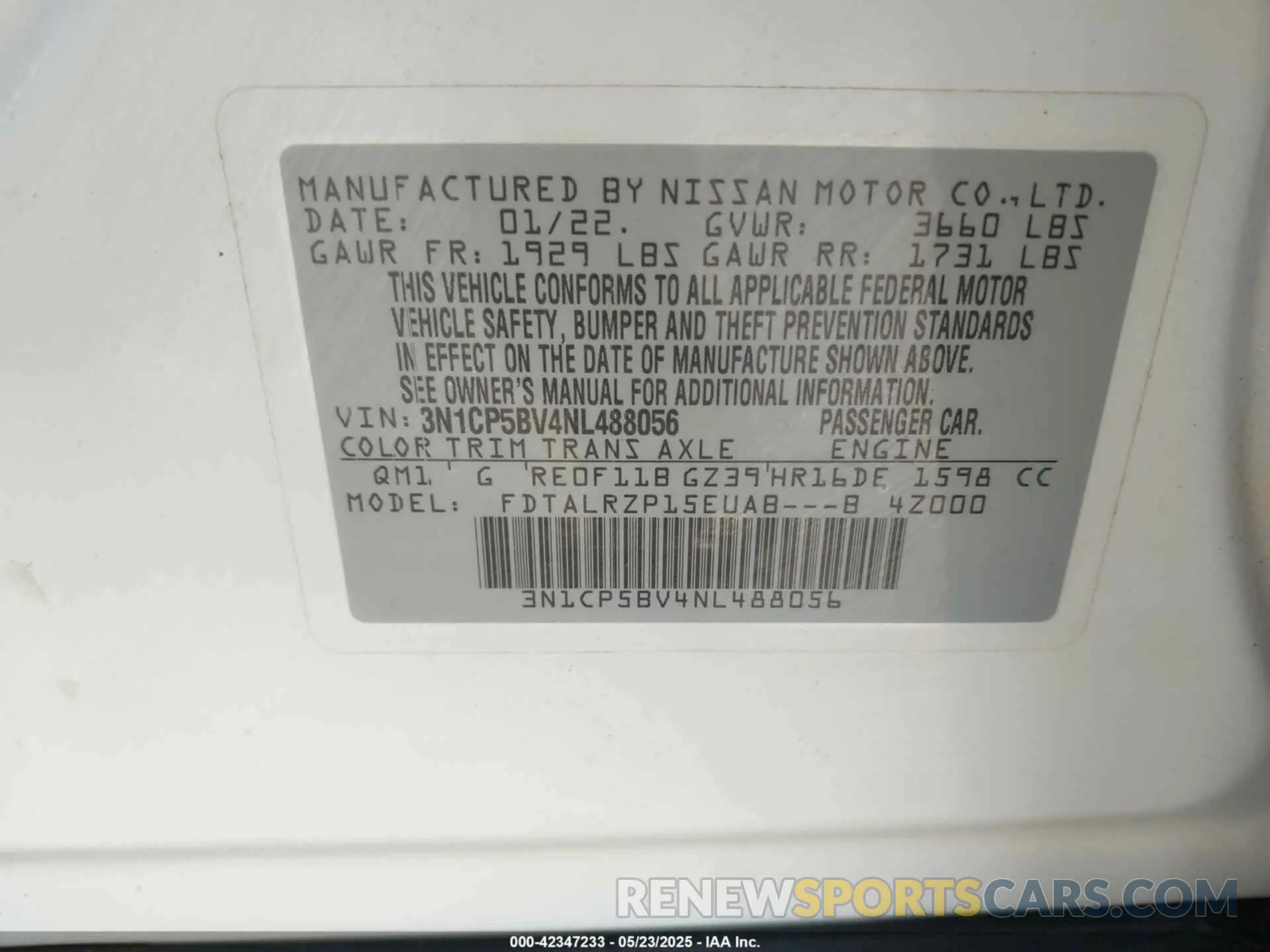 9 Photograph of a damaged car 3N1CP5BV4NL488056 NISSAN KICKS 2022