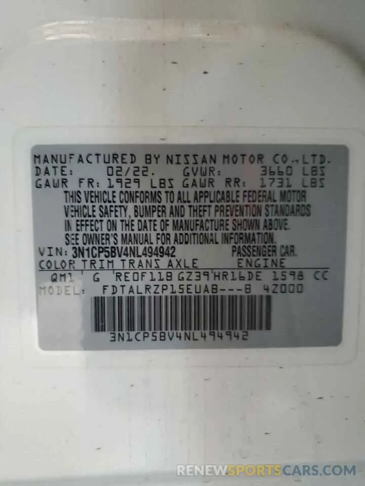 13 Photograph of a damaged car 3N1CP5BV4NL494942 NISSAN KICKS 2022