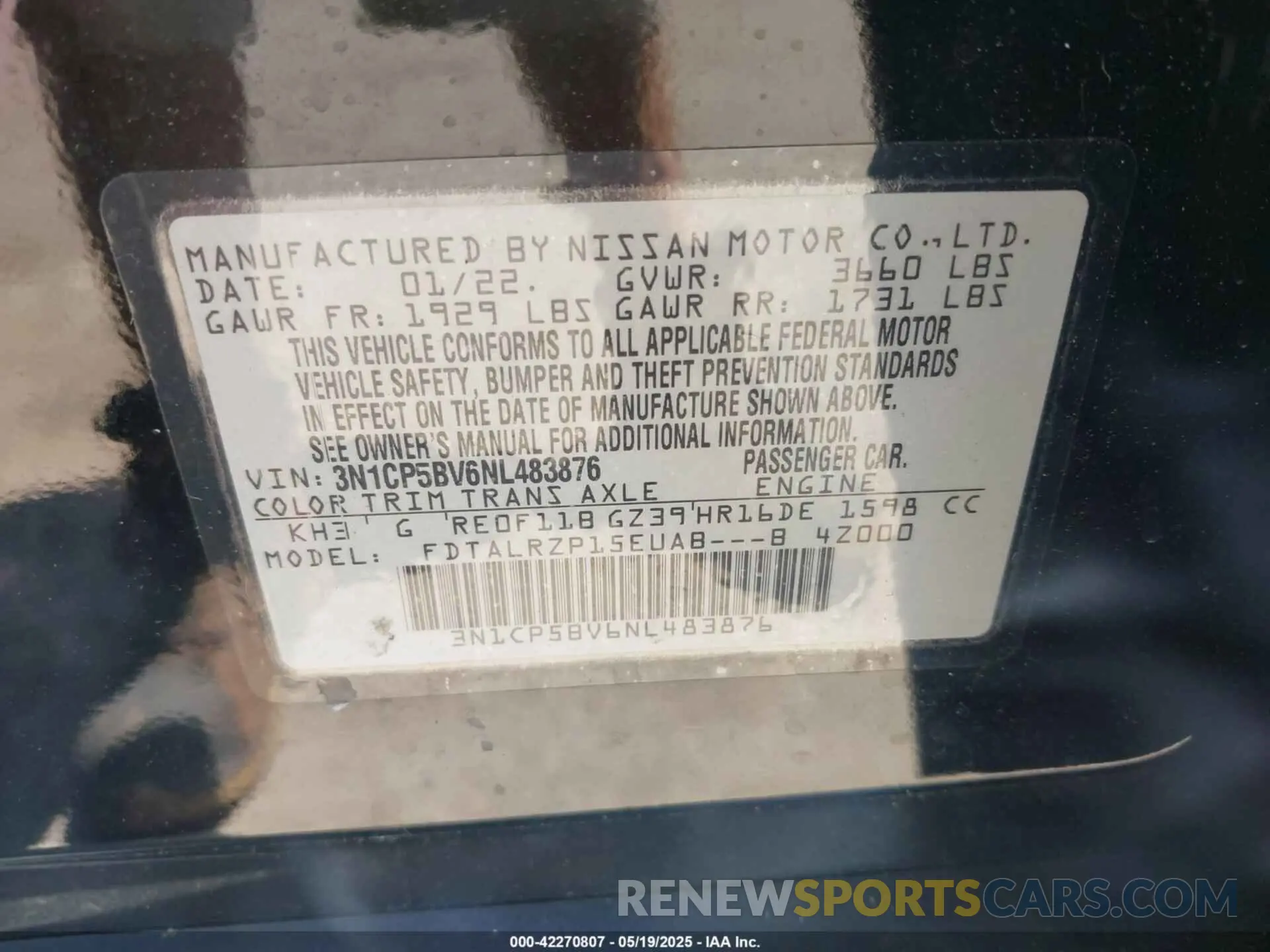 9 Photograph of a damaged car 3N1CP5BV6NL483876 NISSAN KICKS 2022