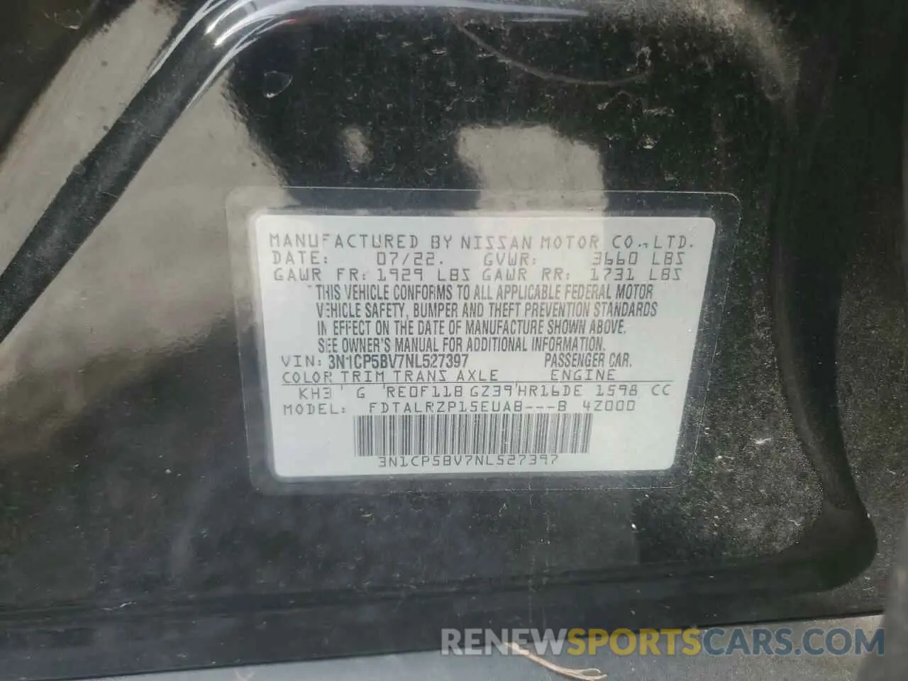 13 Photograph of a damaged car 3N1CP5BV7NL527397 NISSAN KICKS 2022