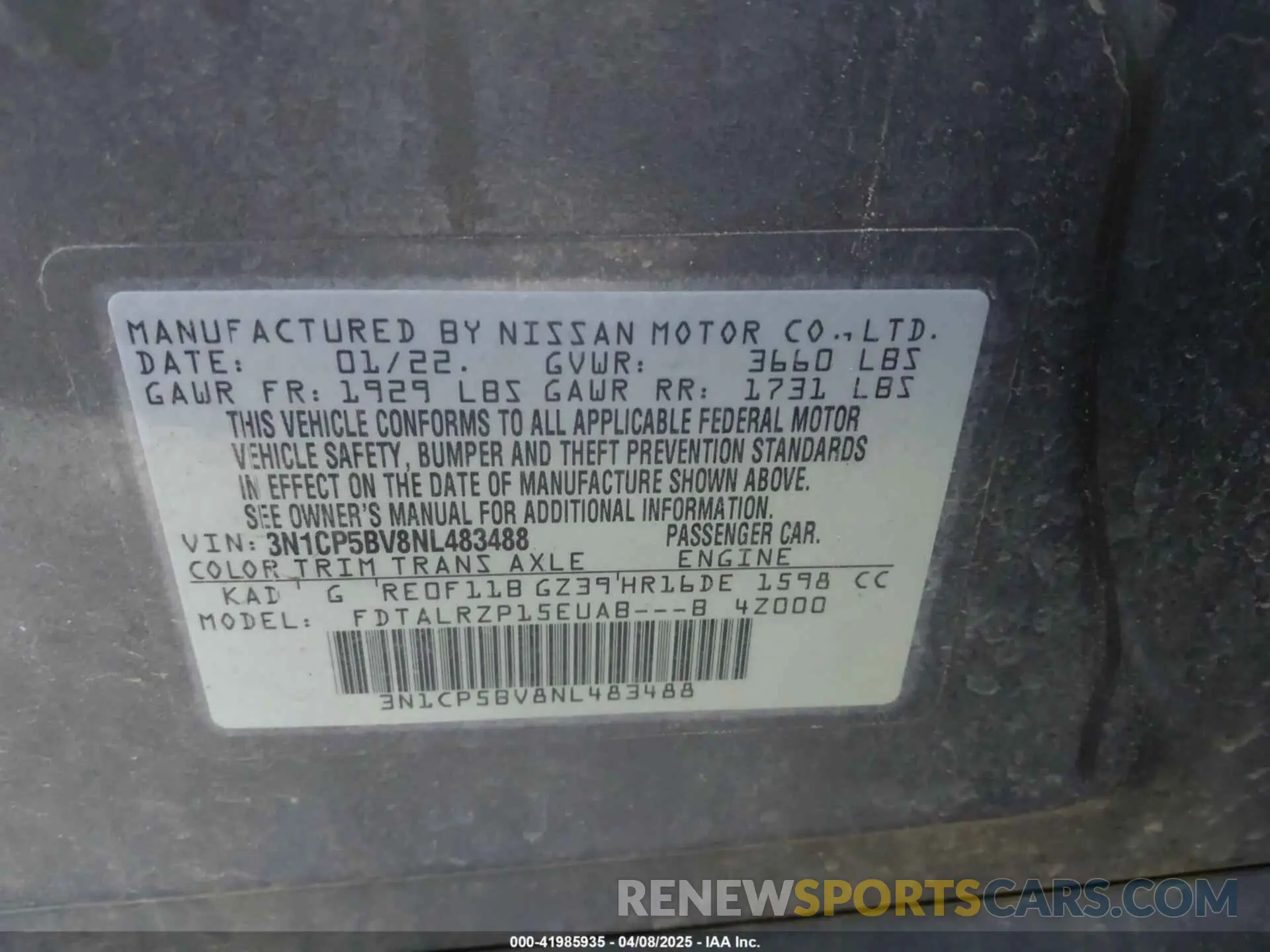 9 Photograph of a damaged car 3N1CP5BV8NL483488 NISSAN KICKS 2022