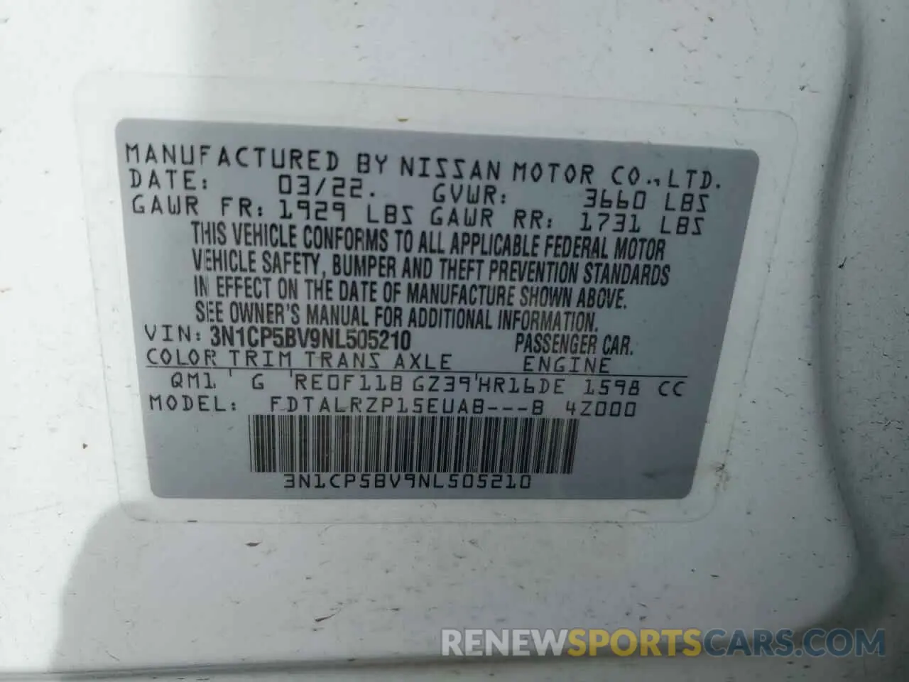 12 Photograph of a damaged car 3N1CP5BV9NL505210 NISSAN KICKS 2022