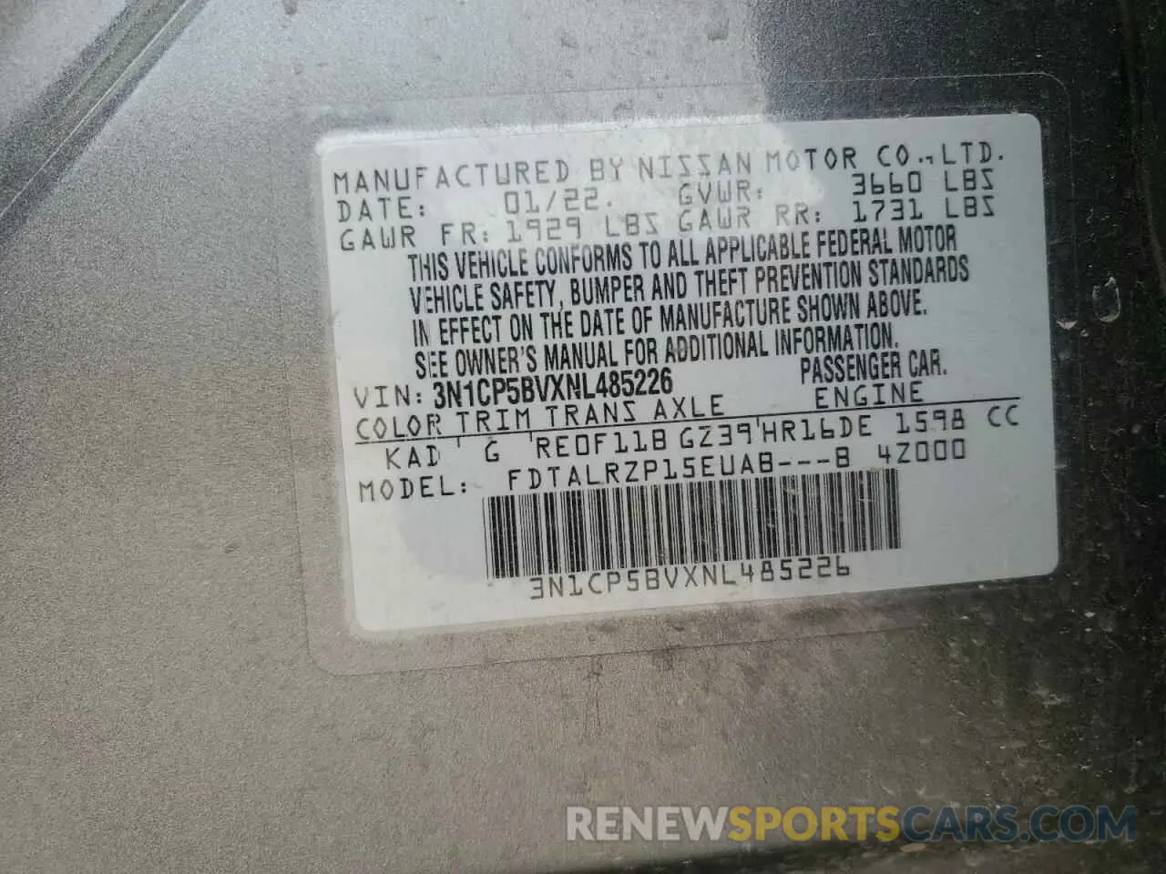 13 Photograph of a damaged car 3N1CP5BVXNL485226 NISSAN KICKS 2022