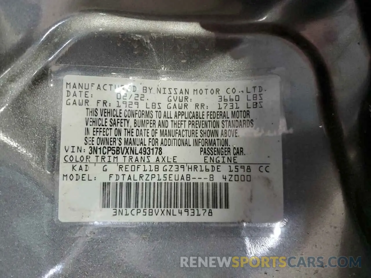 12 Photograph of a damaged car 3N1CP5BVXNL493178 NISSAN KICKS 2022