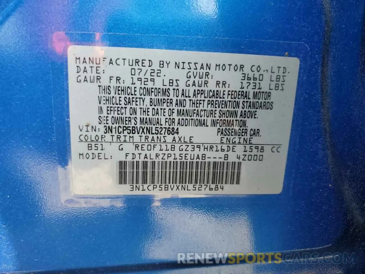 12 Photograph of a damaged car 3N1CP5BVXNL527684 NISSAN KICKS 2022