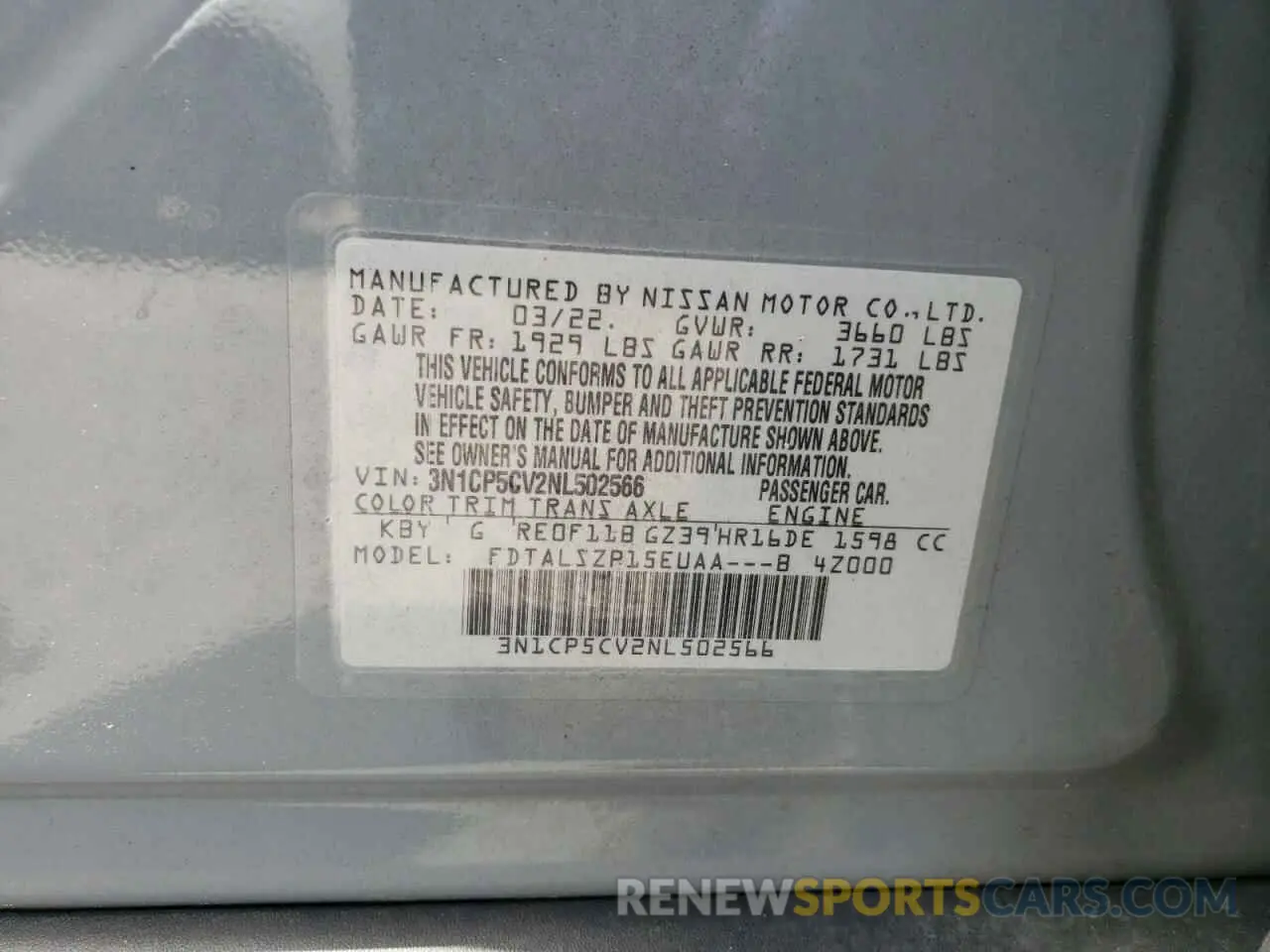 13 Photograph of a damaged car 3N1CP5CV2NL502566 NISSAN KICKS 2022