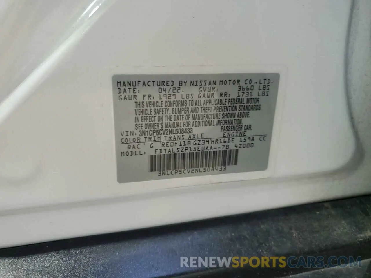 13 Photograph of a damaged car 3N1CP5CV2NL508433 NISSAN KICKS 2022