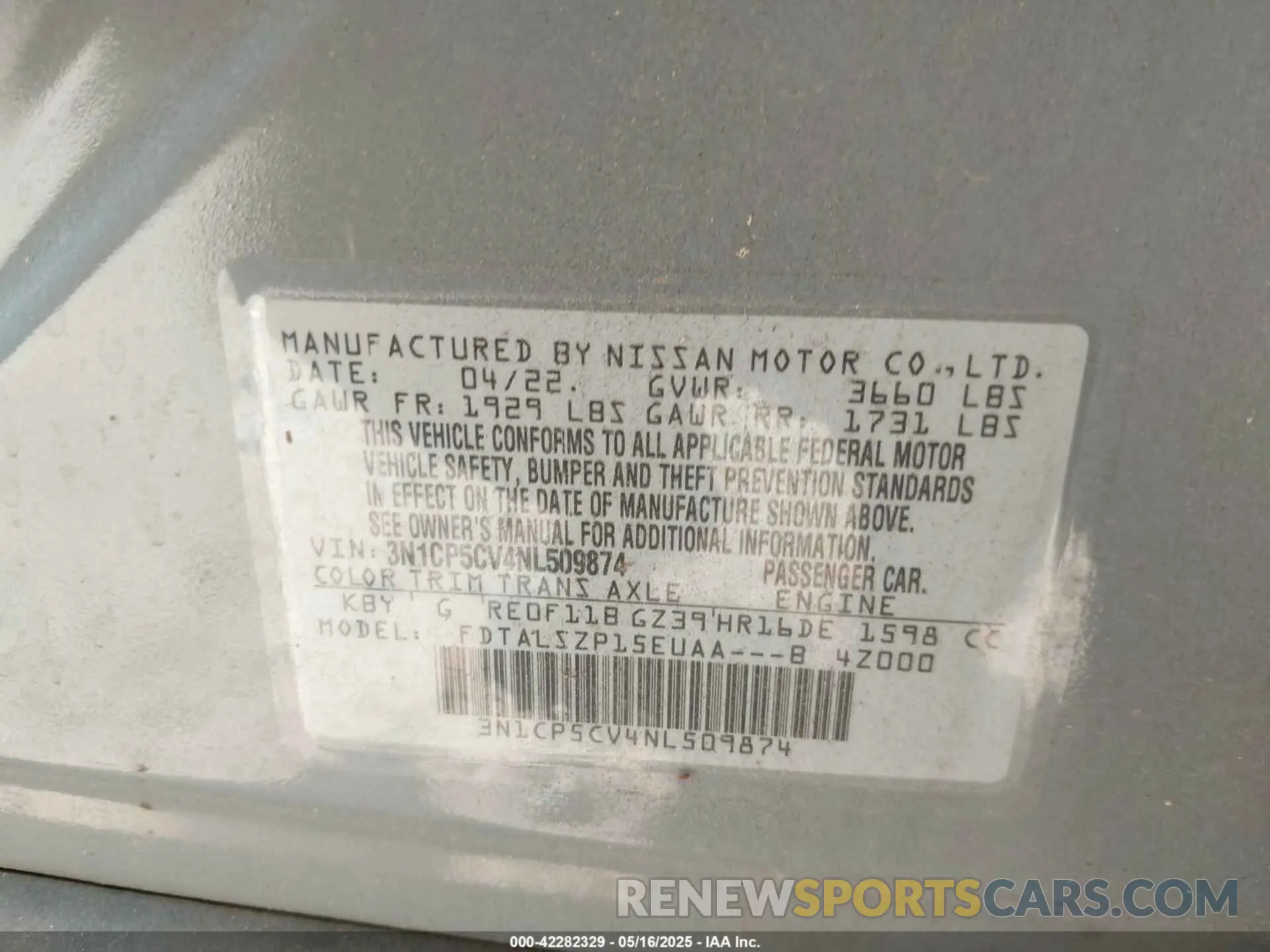 9 Photograph of a damaged car 3N1CP5CV4NL509874 NISSAN KICKS 2022