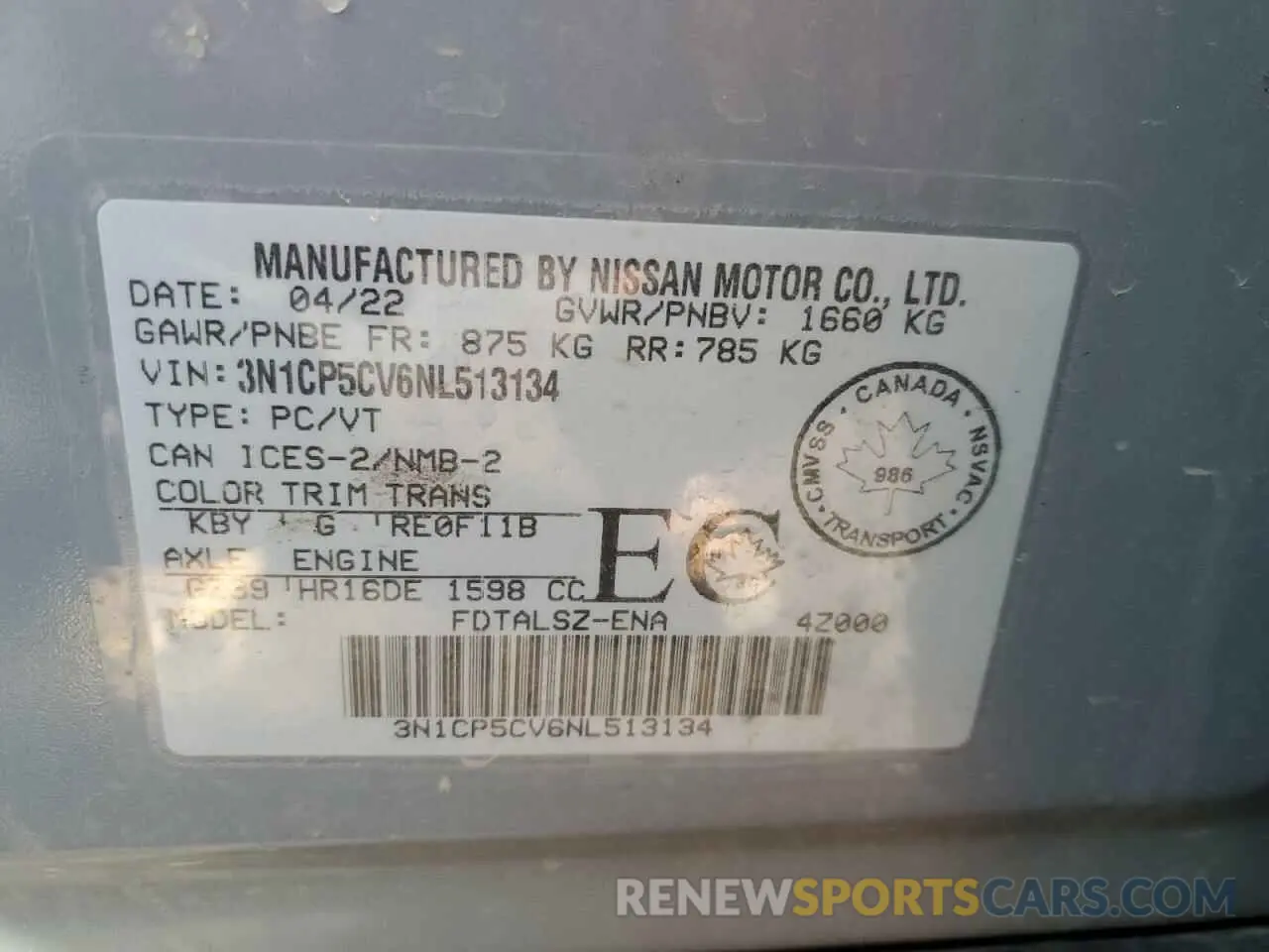 13 Photograph of a damaged car 3N1CP5CV6NL513134 NISSAN KICKS 2022