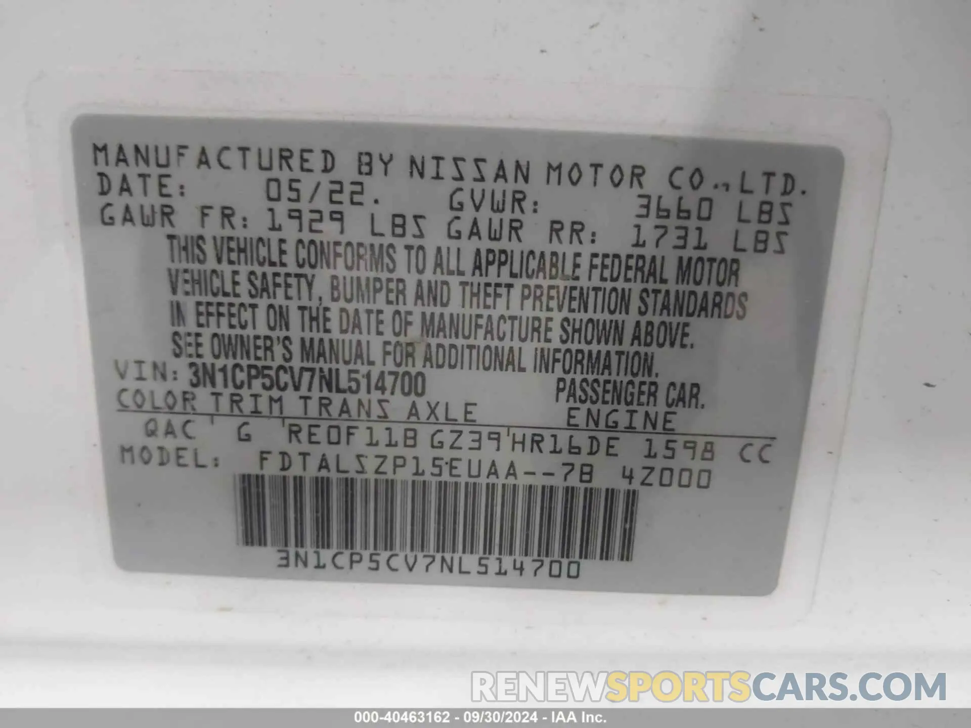9 Photograph of a damaged car 3N1CP5CV7NL514700 NISSAN KICKS 2022