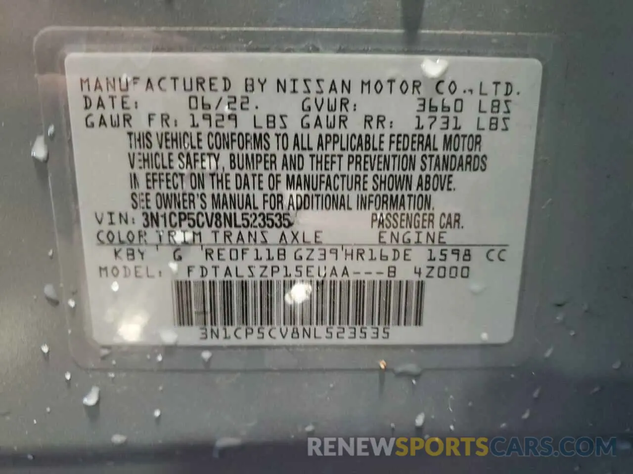 13 Photograph of a damaged car 3N1CP5CV8NL523535 NISSAN KICKS 2022