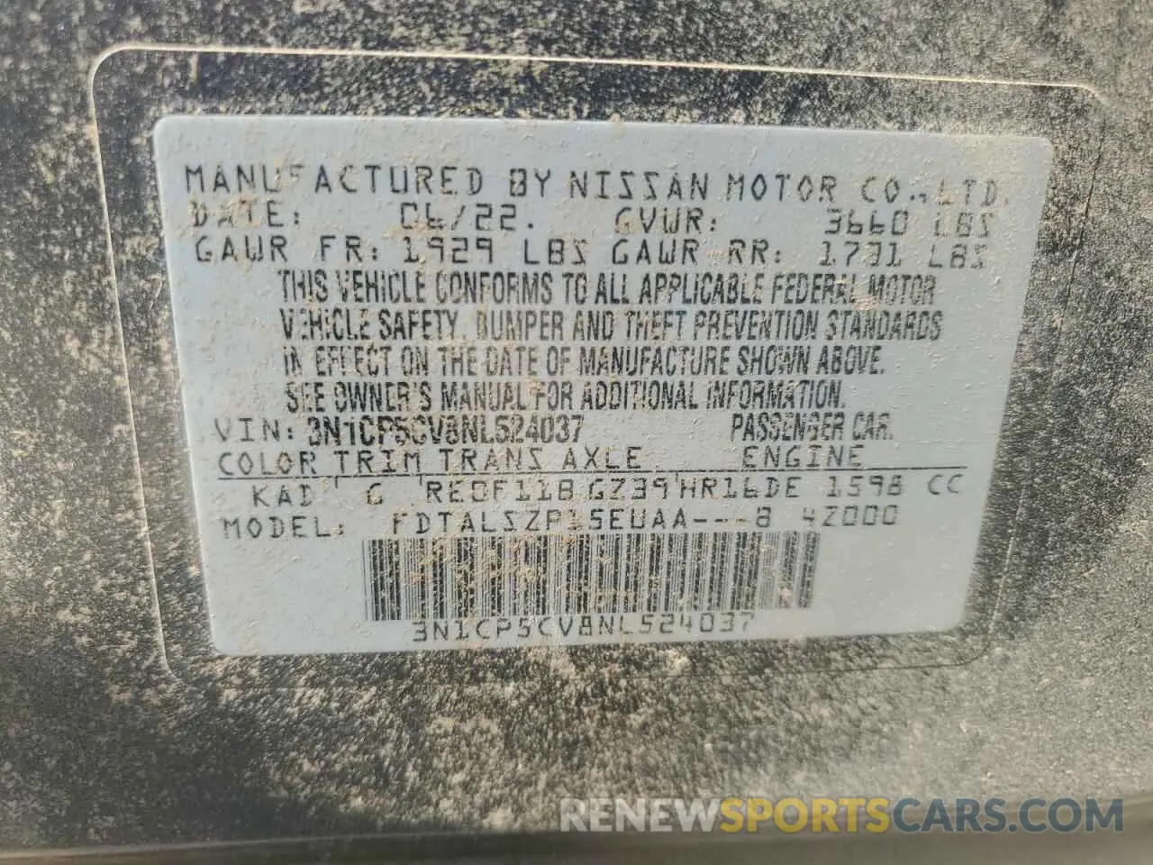 14 Photograph of a damaged car 3N1CP5CV8NL524037 NISSAN KICKS 2022