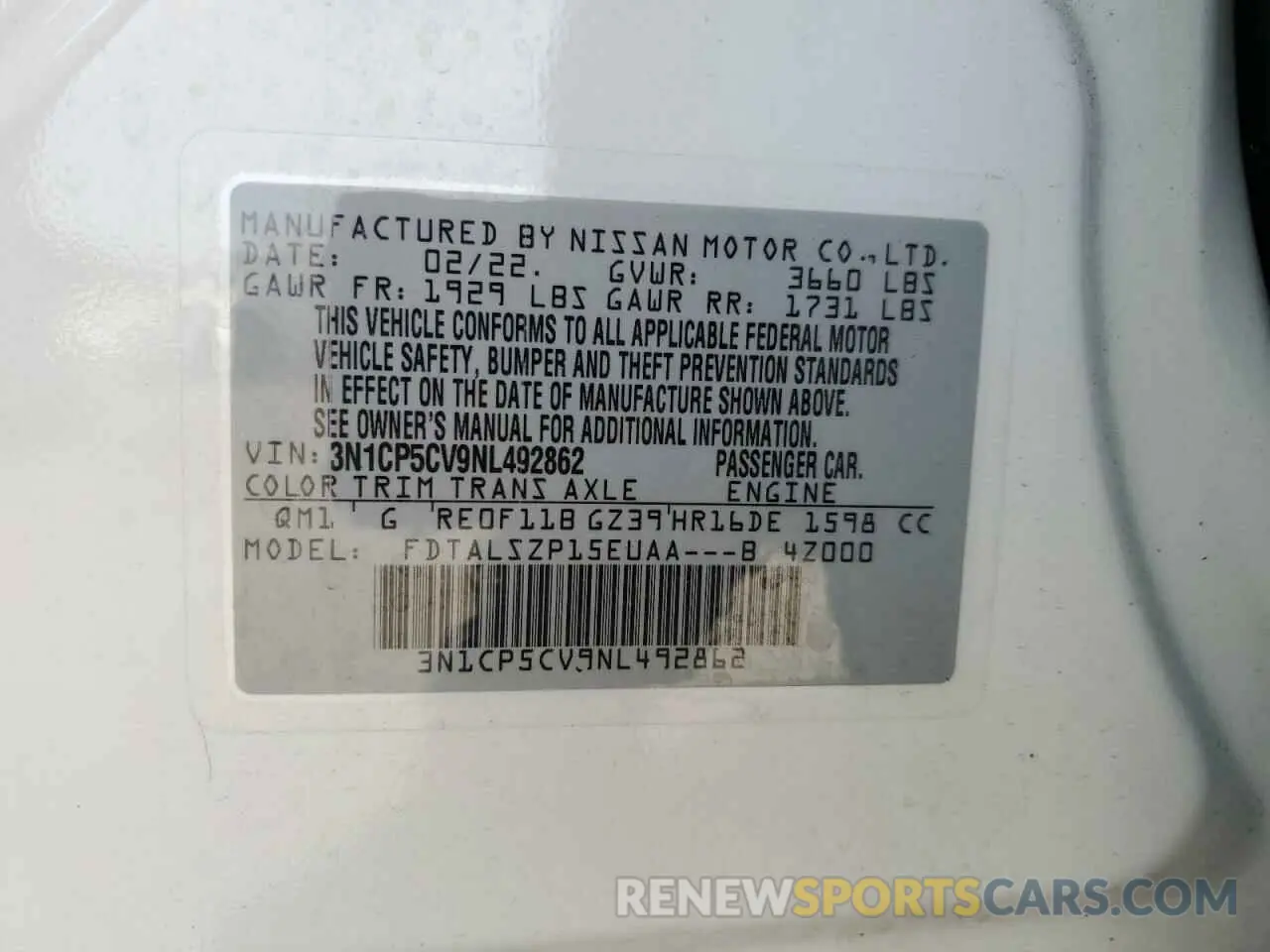 13 Photograph of a damaged car 3N1CP5CV9NL492862 NISSAN KICKS 2022