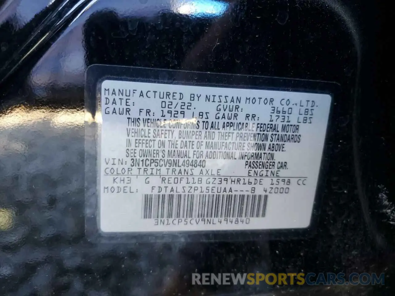 16 Photograph of a damaged car 3N1CP5CV9NL494840 NISSAN KICKS 2022