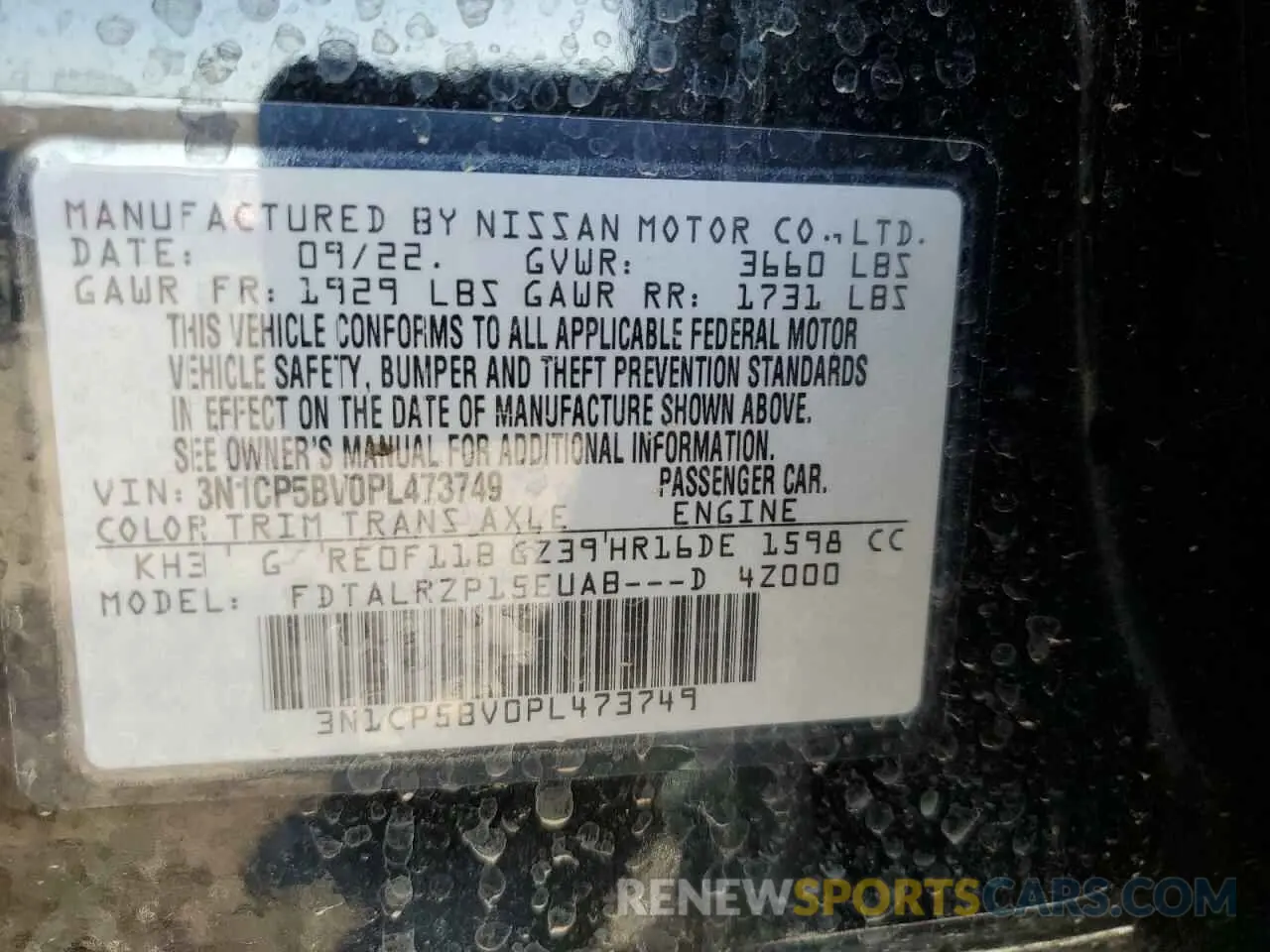 13 Photograph of a damaged car 3N1CP5BV0PL473749 NISSAN KICKS 2023