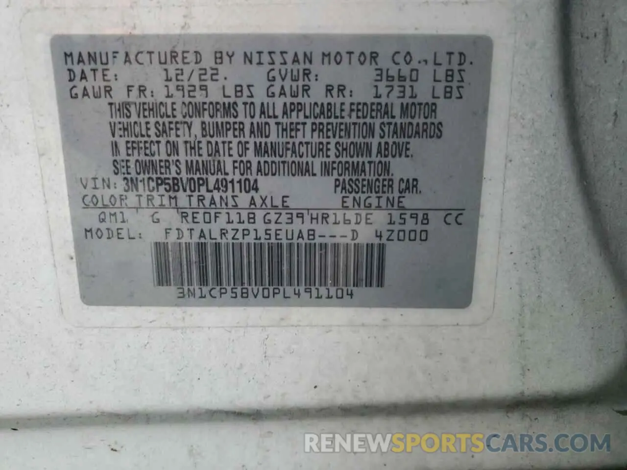 15 Photograph of a damaged car 3N1CP5BV0PL491104 NISSAN KICKS 2023