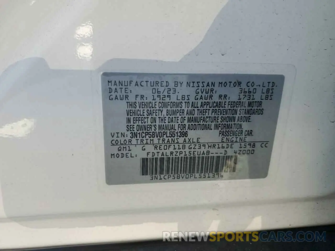 14 Photograph of a damaged car 3N1CP5BV0PL551396 NISSAN KICKS 2023
