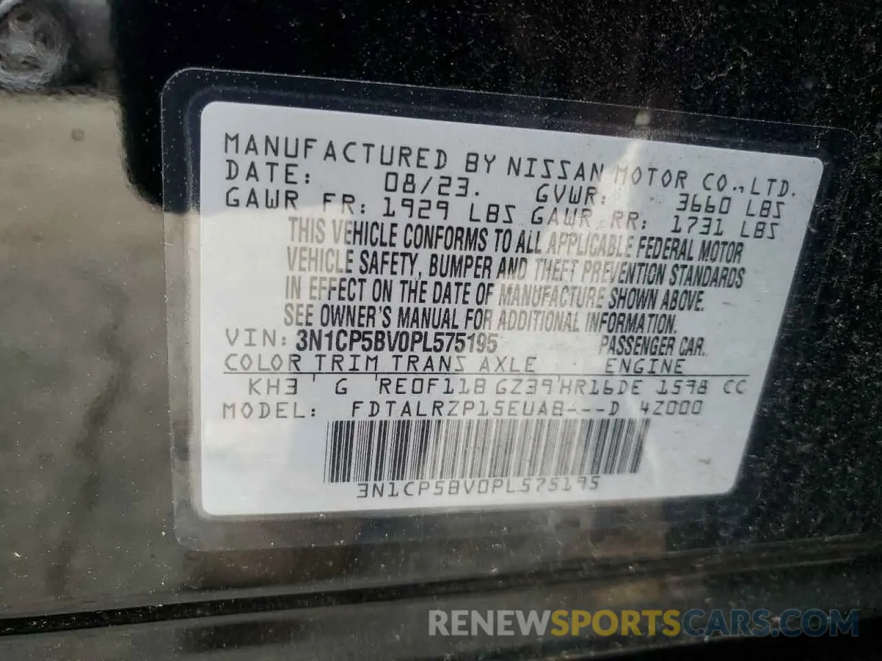 12 Photograph of a damaged car 3N1CP5BV0PL575195 NISSAN KICKS 2023