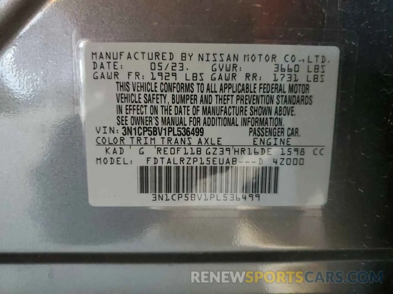 12 Photograph of a damaged car 3N1CP5BV1PL536499 NISSAN KICKS 2023