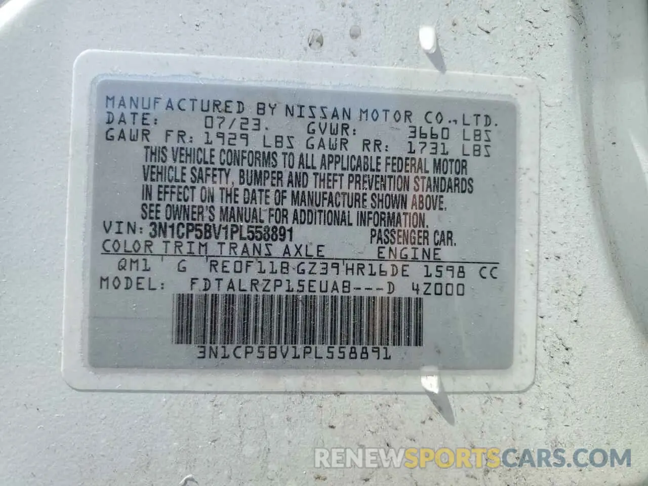 13 Photograph of a damaged car 3N1CP5BV1PL558891 NISSAN KICKS 2023