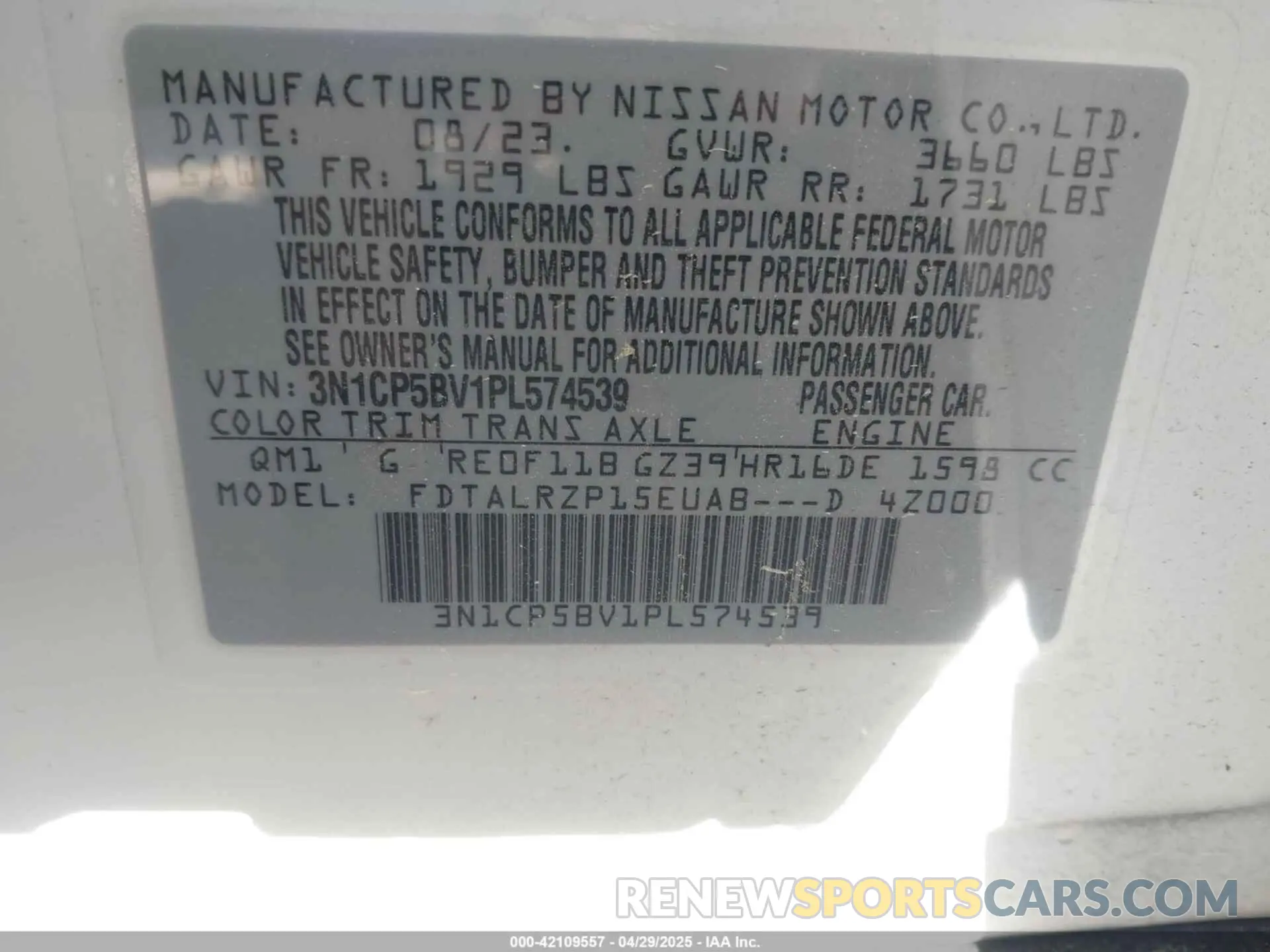 9 Photograph of a damaged car 3N1CP5BV1PL574539 NISSAN KICKS 2023