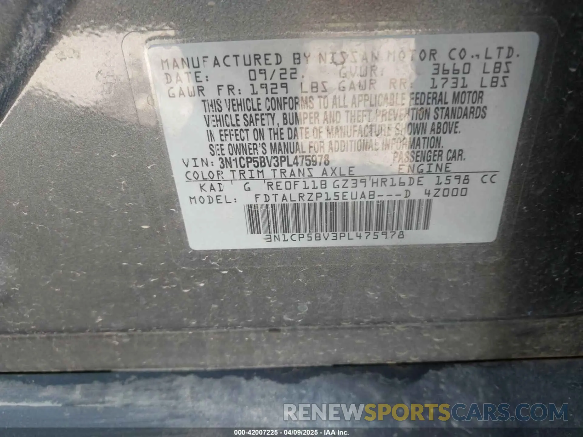 9 Photograph of a damaged car 3N1CP5BV3PL475978 NISSAN KICKS 2023