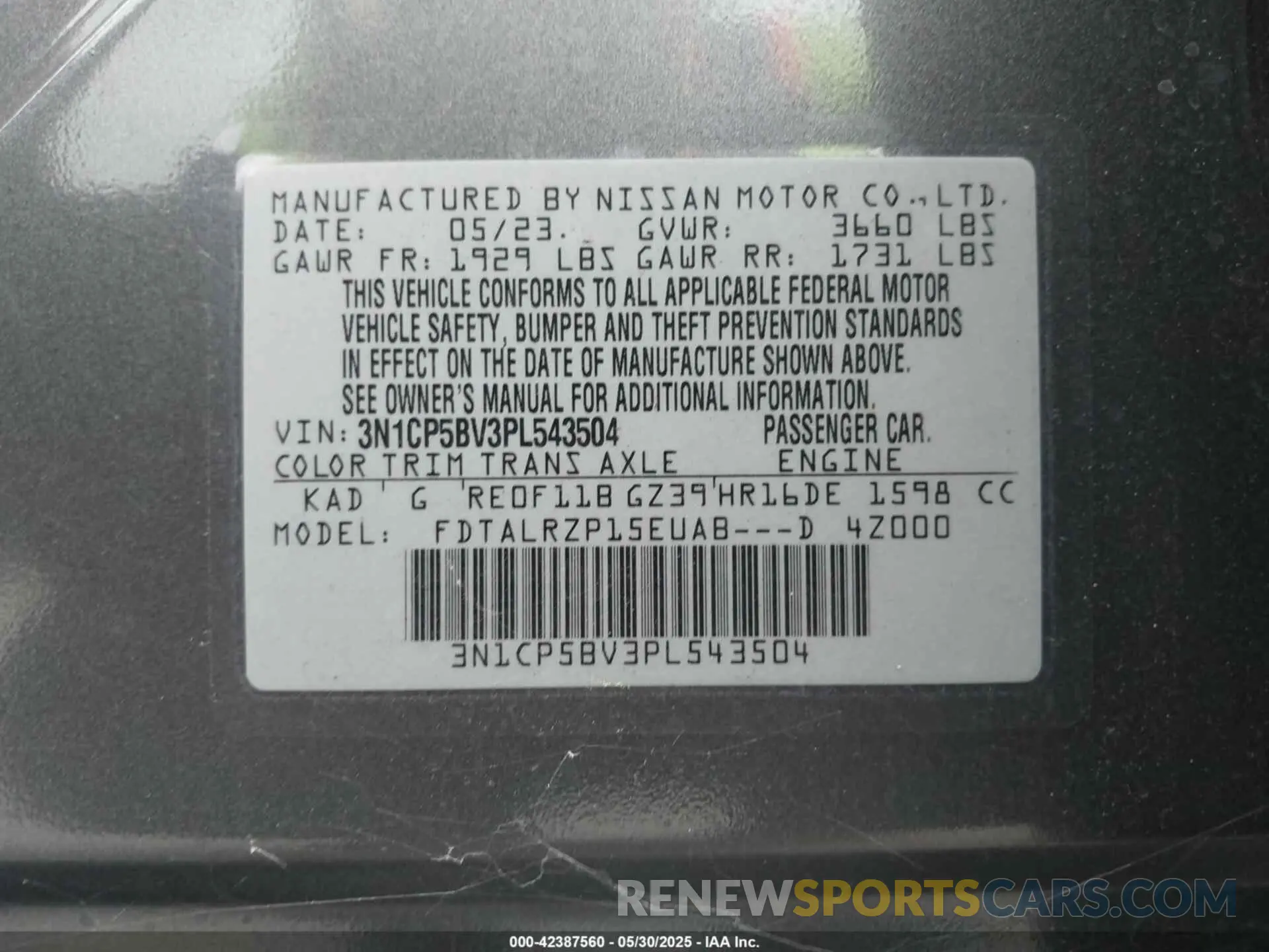9 Photograph of a damaged car 3N1CP5BV3PL543504 NISSAN KICKS 2023