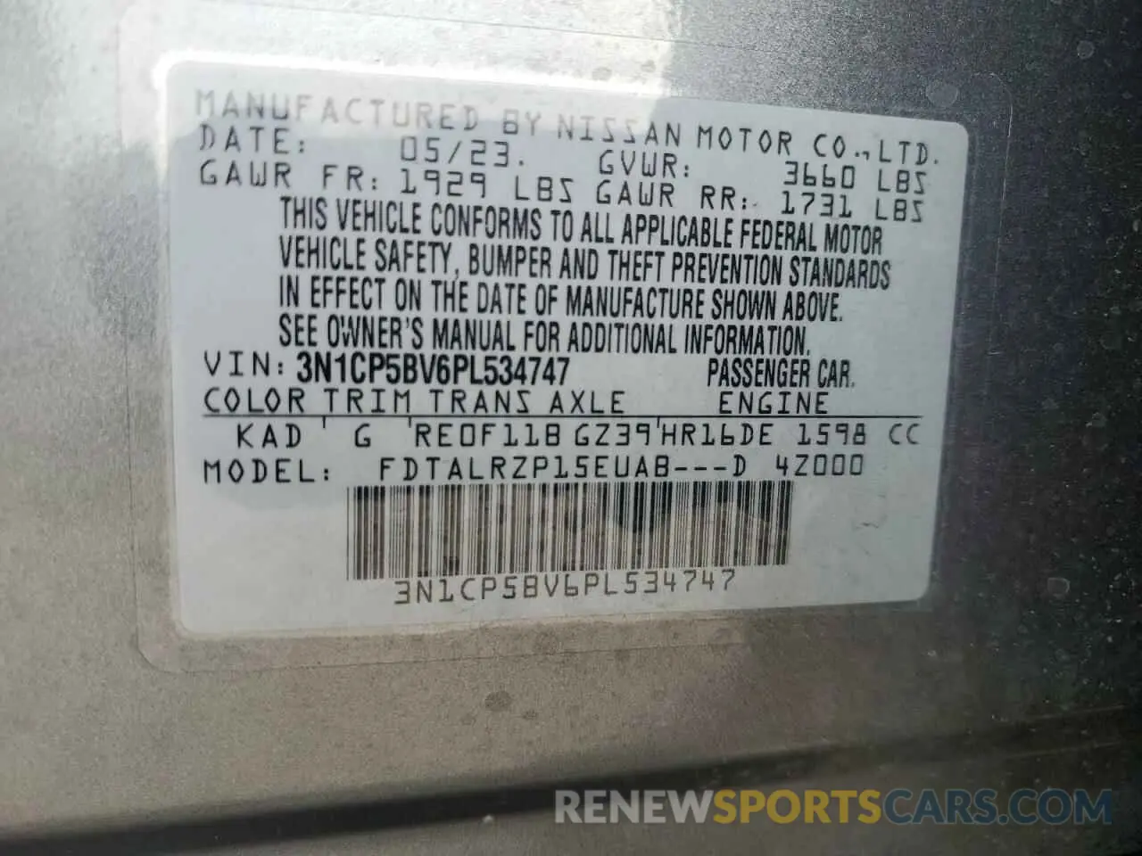 13 Photograph of a damaged car 3N1CP5BV6PL534747 NISSAN KICKS 2023