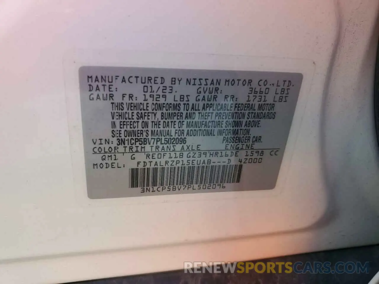 12 Photograph of a damaged car 3N1CP5BV7PL502096 NISSAN KICKS 2023