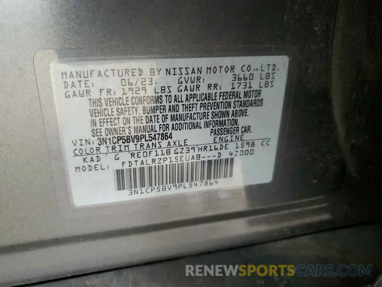 15 Photograph of a damaged car 3N1CP5BV9PL547864 NISSAN KICKS 2023