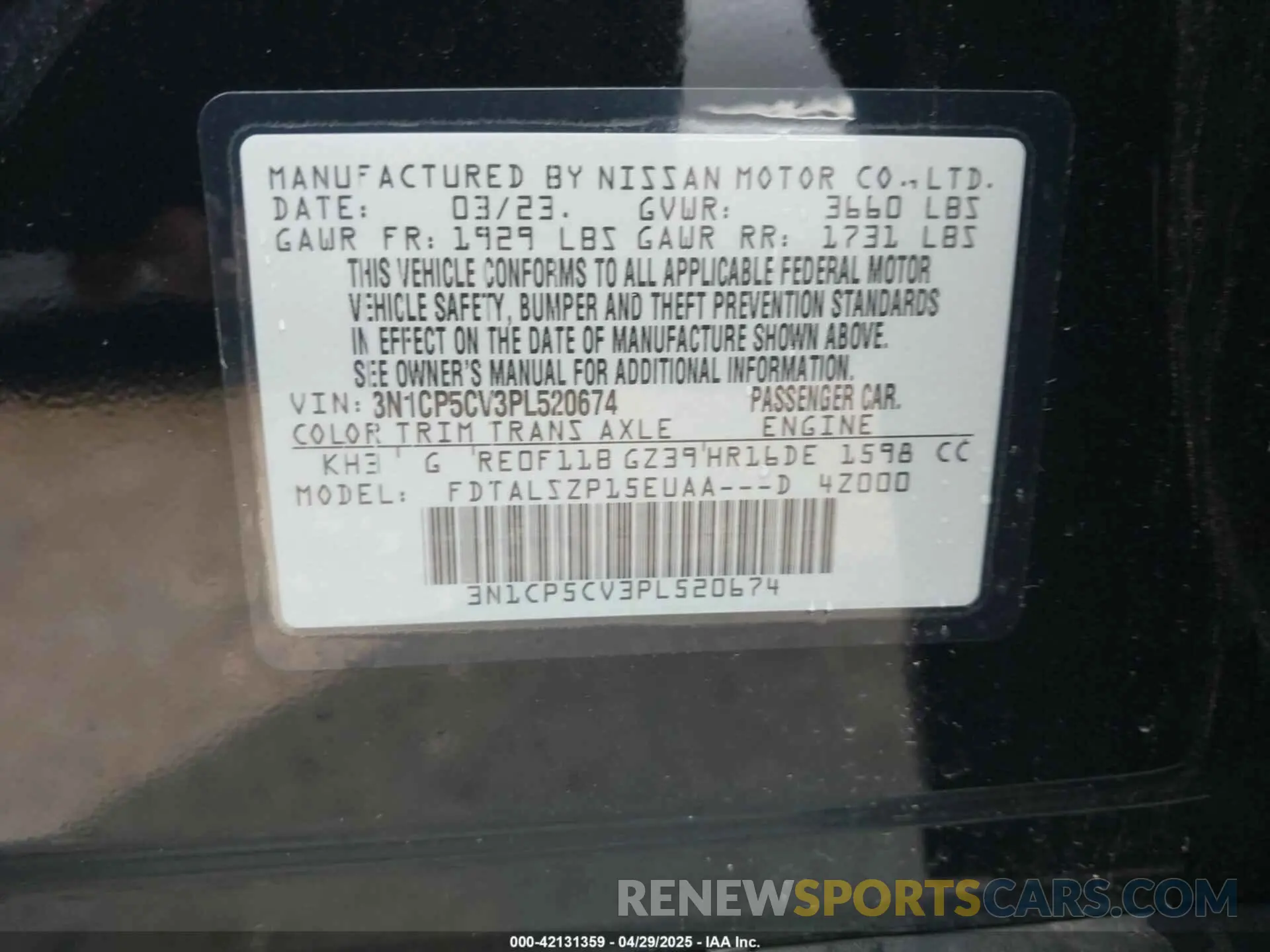 9 Photograph of a damaged car 3N1CP5CV3PL520674 NISSAN KICKS 2023