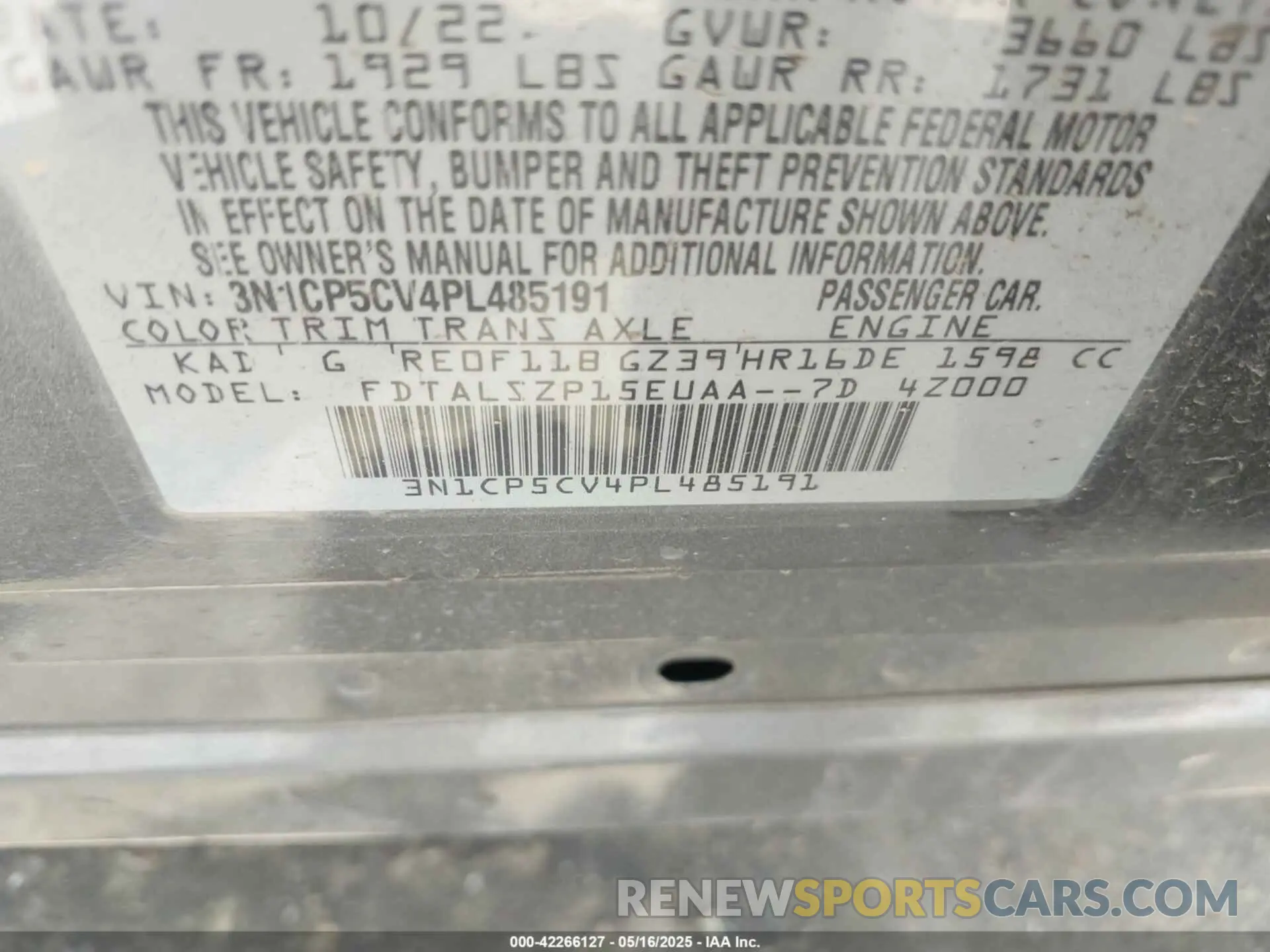 9 Photograph of a damaged car 3N1CP5CV4PL485191 NISSAN KICKS 2023