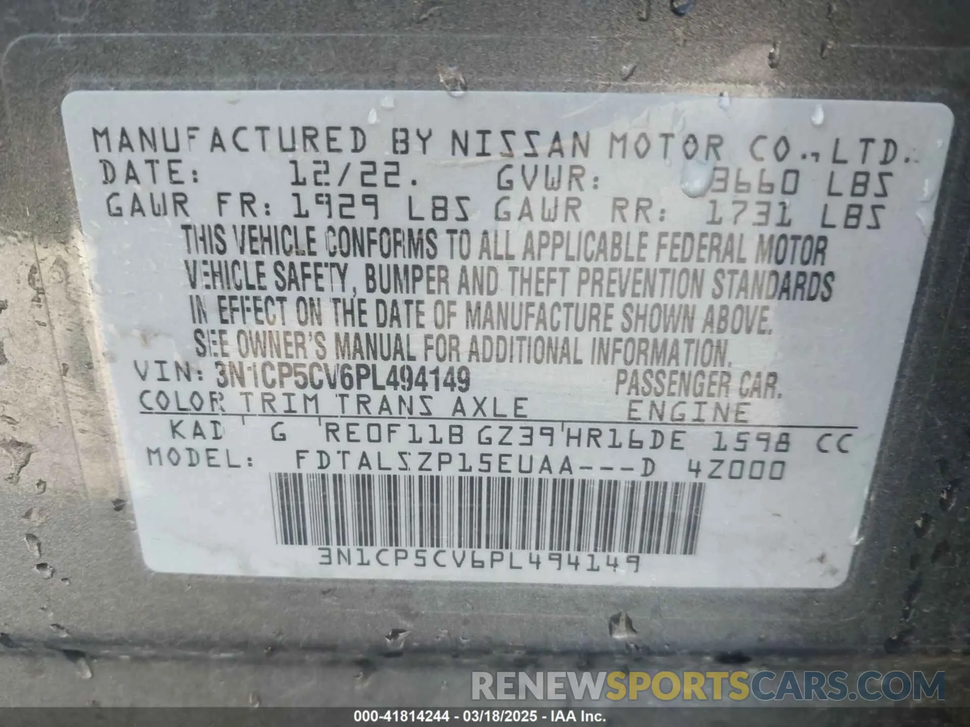 9 Photograph of a damaged car 3N1CP5CV6PL494149 NISSAN KICKS 2023