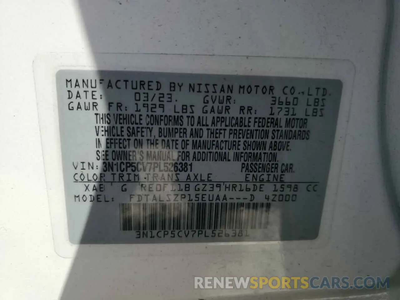 13 Photograph of a damaged car 3N1CP5CV7PL526381 NISSAN KICKS 2023