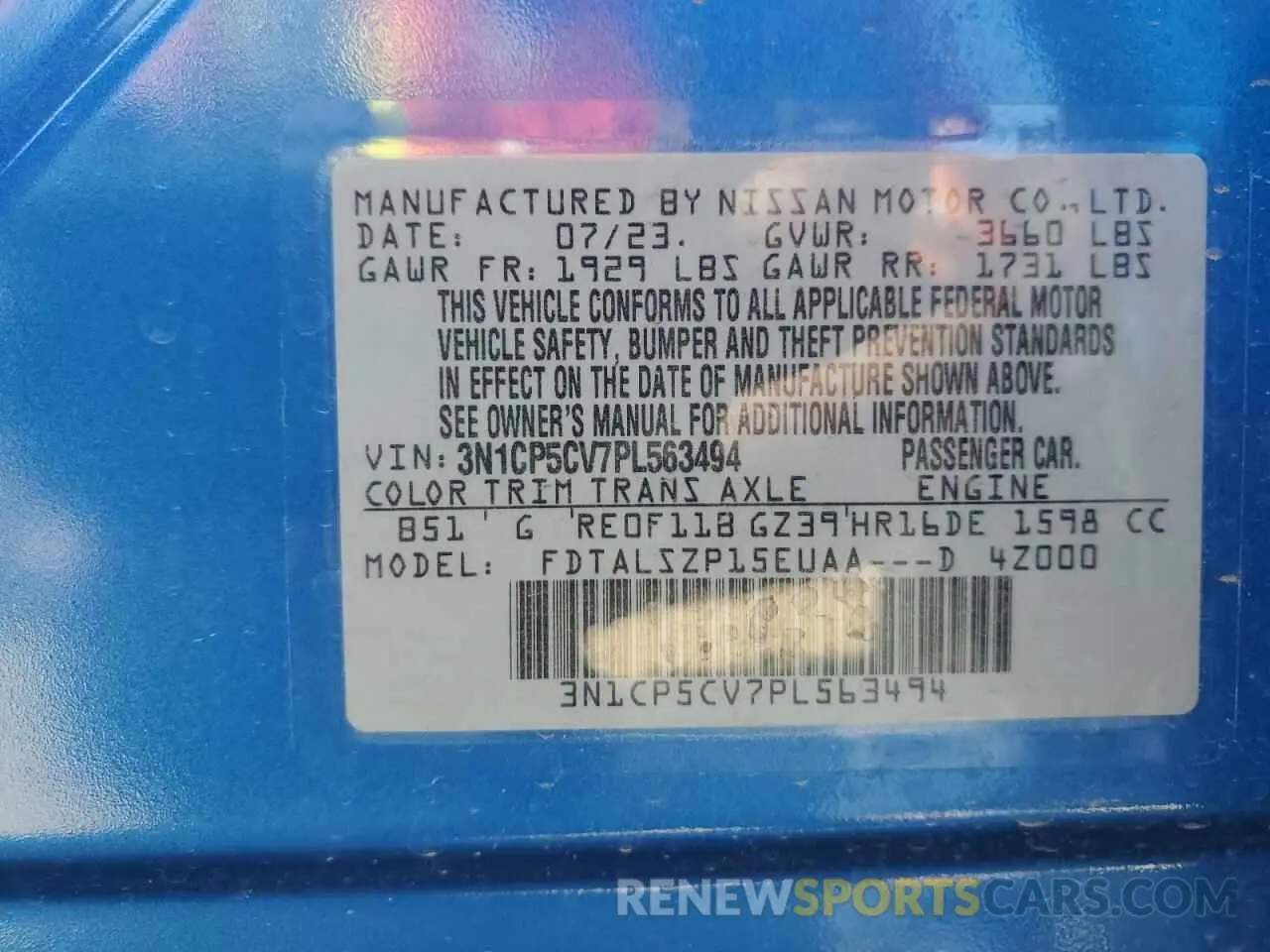 13 Photograph of a damaged car 3N1CP5CV7PL563494 NISSAN KICKS 2023