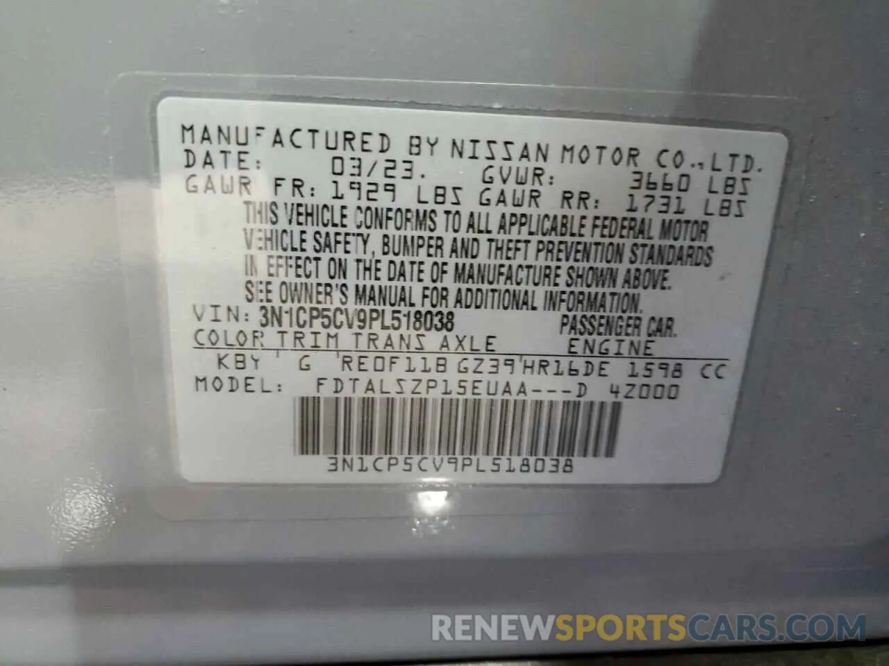 12 Photograph of a damaged car 3N1CP5CV9PL518038 NISSAN KICKS 2023