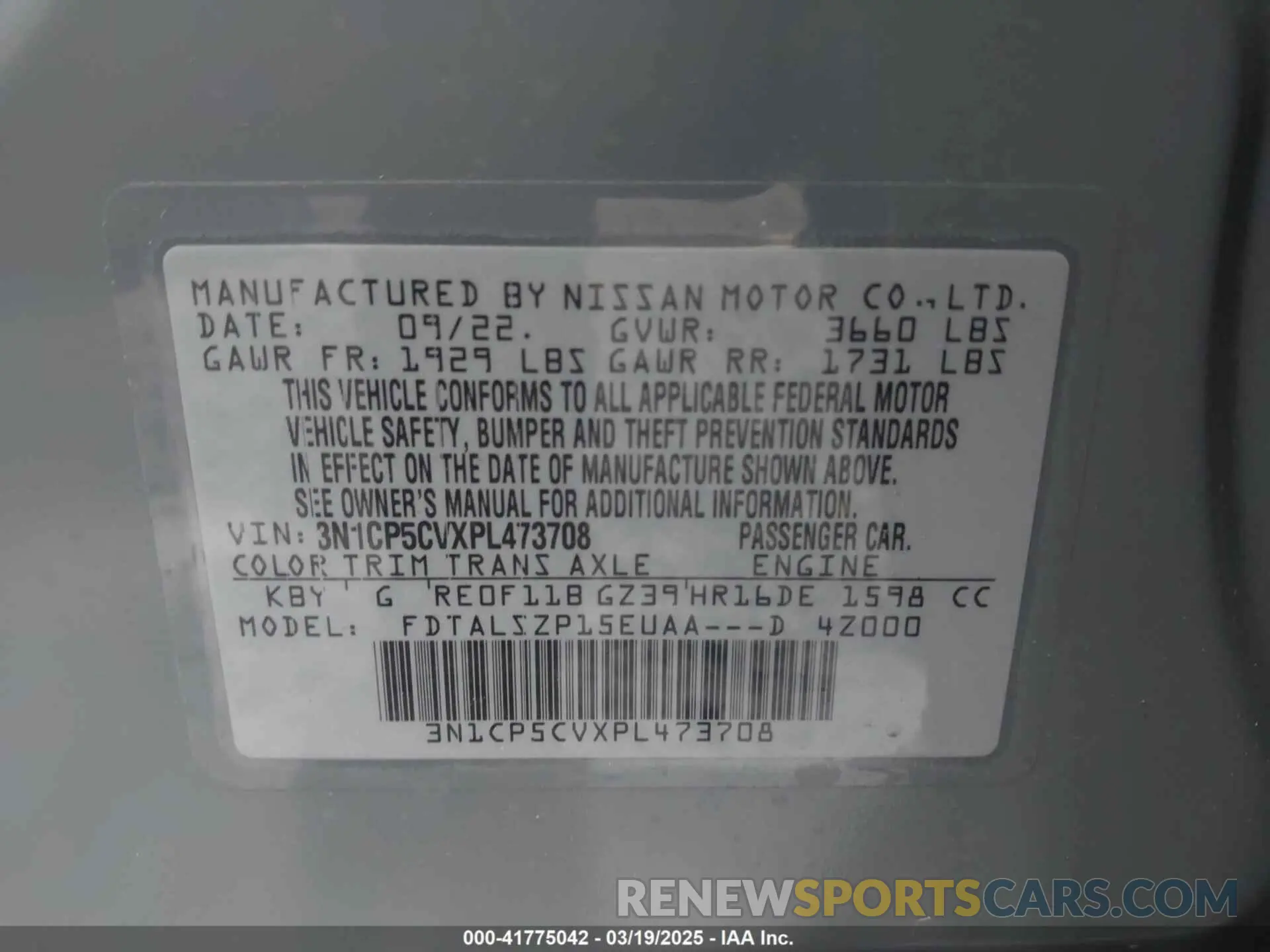 9 Photograph of a damaged car 3N1CP5CVXPL473708 NISSAN KICKS 2023