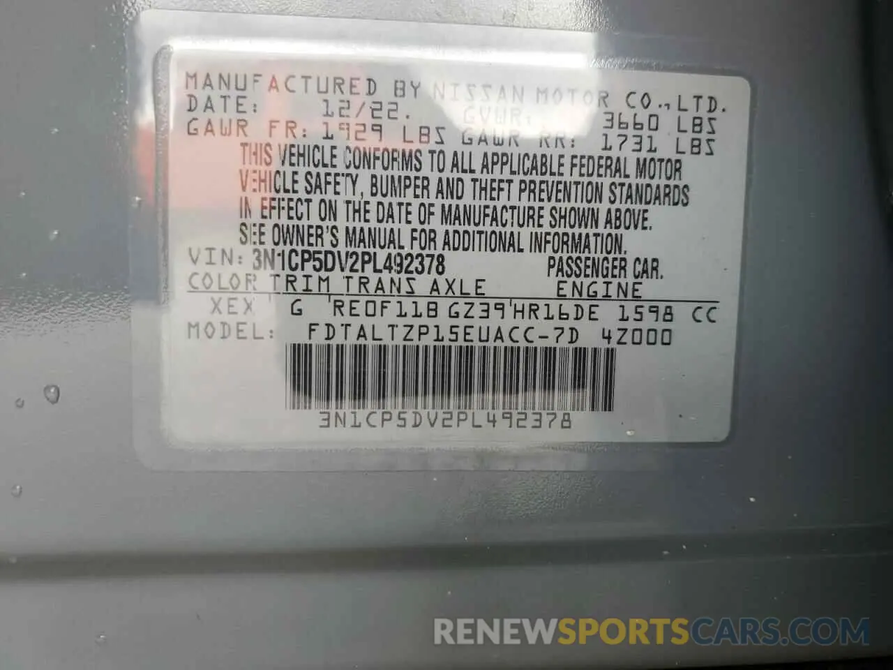 15 Photograph of a damaged car 3N1CP5DV2PL492378 NISSAN KICKS 2023