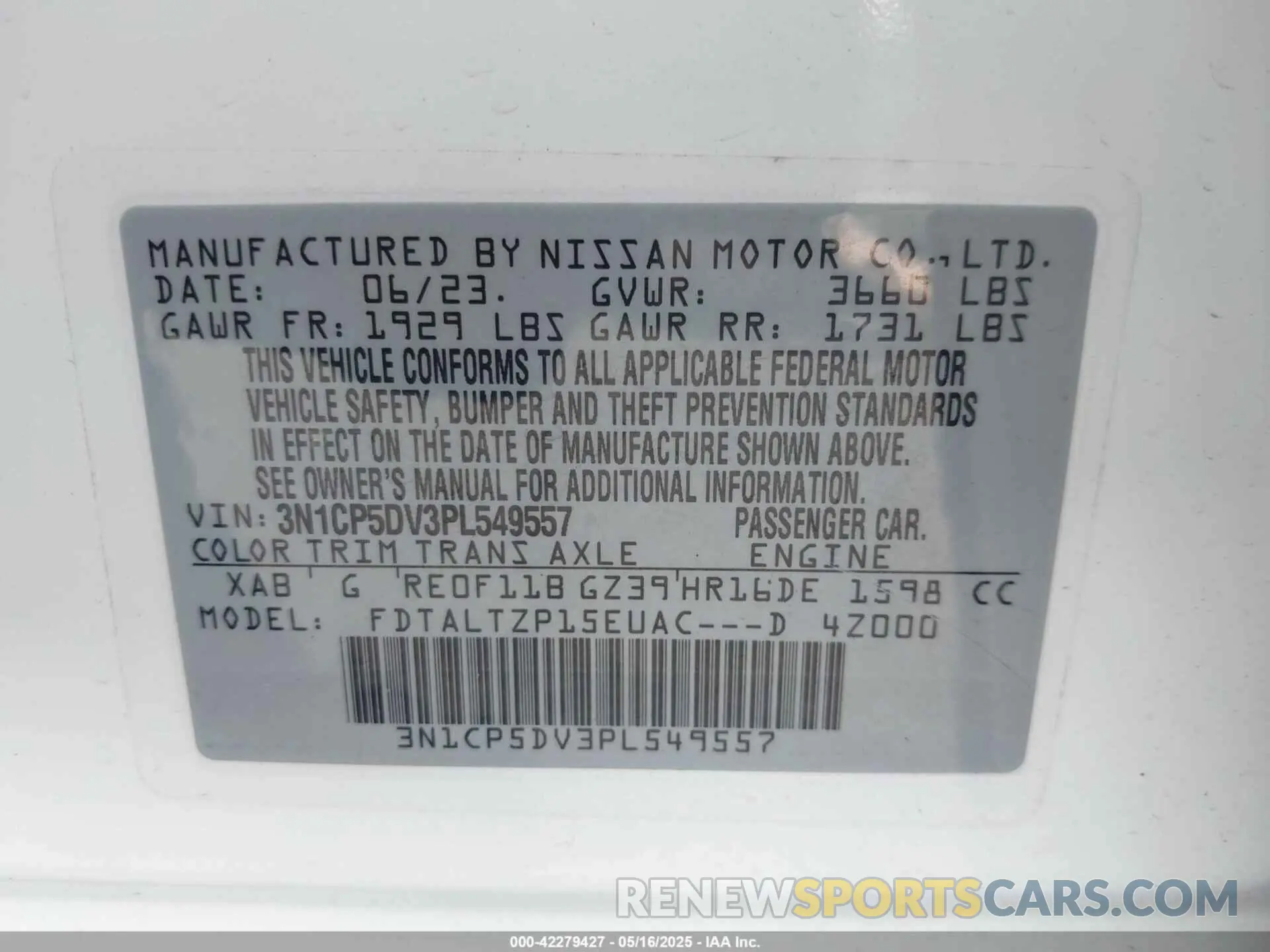 9 Photograph of a damaged car 3N1CP5DV3PL549557 NISSAN KICKS 2023