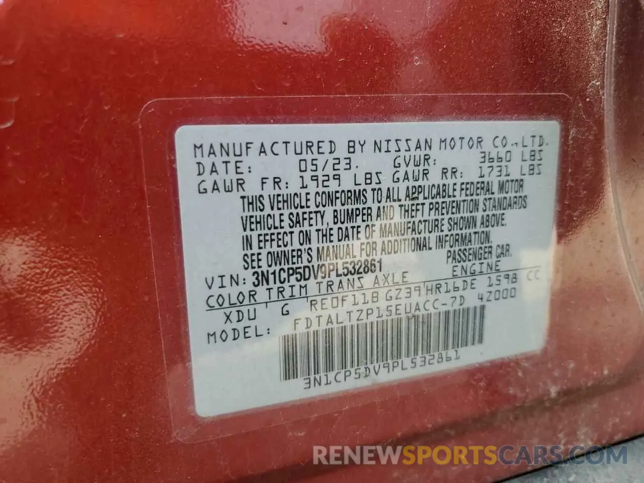 16 Photograph of a damaged car 3N1CP5DV9PL532861 NISSAN KICKS 2023