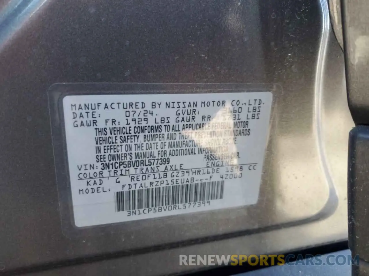 15 Photograph of a damaged car 3N1CP5BV0RL577399 NISSAN KICKS 2024