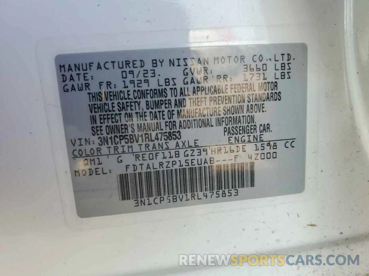 15 Photograph of a damaged car 3N1CP5BV1RL475853 NISSAN KICKS 2024